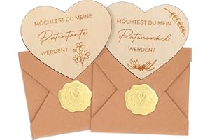 AAHYZZON Schwangerschaft verkünden mit 2 Herz Holz Scheiben | Überraschung Umschläge zur Schwangerschaftsverkündung | Möchtest DU MEIN Patenonkel/MEINE Patentante Werden
