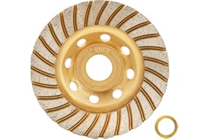 BGTEC Diamond Cup Grinding Wheel - 115mm Turbo Row Concrete Diamond Grinder Disc with 2pcs Ruducer Washers(22.23/15.875 and 22.23/20) for Grinding on Granite Marble Concrete Brick Masonry