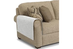 NATUROOM Sofa Arm Protector Covers Faux Linen Armrest Cover Slipcover for Living Room Armchair Covers for Arms Couch Armchair Recliner Chair Sofa Arm Covers Protectors from Pets, Pack of 2, Light Grey