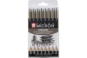 SAKURA : Pigma : Długopis mikronowy: Portfel: Zestaw 8 sztuk: Czarny