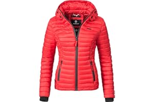 MARIKOO Damen leichte Übergangsjacke Steppjacke mit Kapuze Samtpfote XS-XXL