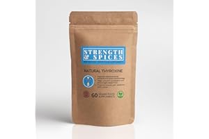 STRENGTH & SPICES100% NATURAL VEGAN FOOD SUPPLEMENTS Strength & Spices Natural Thyroxine, Thyroid Supplement for Better Mood and Energy, Hormone Balance for Women and Men, Rich in Maca Root, Kelp, Ashwagandha and Brazil Nuts, 1000mg, 60 Capsules, Refill
