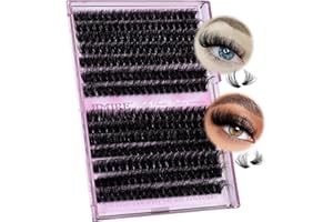 JIMIRE 280Pcs Individual Eyelashes Fluffy Cluster Lashes 80D+100D Volume Lashes Individual Cluster Wispy 11-18MM Eyelash Extensions DIY at Home D Curl Russian Lash Clusters