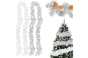 ARONRAVE Weihnachten Lametta Girlande, 2 x 2M Lametta Twist Girlande Metallisch Glänzend Weihnachtsbaum Girlande Weihnachten Girlande für Weihnachten Ferien Dekorationen
