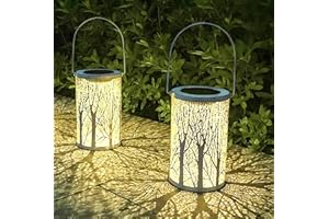 Joysing Solar Lantern for Outdoor Use, Pack of 2 Solar Lights for Outdoor Hanging, Metal Lantern, Solar Weatherproof LED Lantern, Vintage Grave Lantern, Solar Garden Lights for Patio, Table, Garden