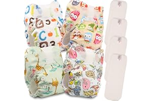 Littles & Bloomz Pañales reutilizables de bolsillo para bebé, recién nacido y prematuro, 4 pañales recién nacidos, 4 inserciones de microfibra para recién nacidos, NB-402MF4