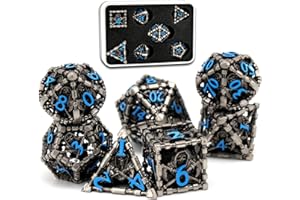 Set de Dés DND Jeu de Rôle, Dés de Jeux Métal ZHOORQI 7 pièces La Faucheuse de Dés de Jeu D&D pour Donjons et Dragons Dés jdr Polyédrique Dés Jeu de Role for MTG Pathfinder D&D（S-Altsilber Blue）