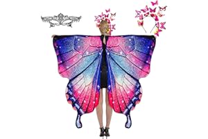 plainshe Alas de mariposa, alas de hadas para adultos, disfraz de mariposa púrpura, disfraces de Halloween para mujeres, juego de 3 capas de mariposa, Cielo Estrellado Púrpura 2