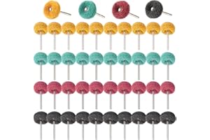 PMIQSA Lot de 40 Roues de Polissage Abrasives 25 mm, Grain 80/150/240/400, Accessoires de Polissage pour Outils Rotatifs Dremel