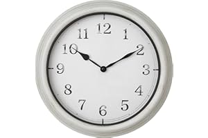 TFA Dostmann Horloge Murale analogique XL, 60.3067.02, Grande Horloge, Design rétro, Résistant aux éclaboussures, en métal et Couvercle en Verre, terrasse/Balcon Blanc (L) 380x(B) 63x(H) 380 mm