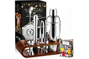 IZDEEL Cocktailshakerset Cocktailset 10 Delar i Rostfritt Stål – Shaker 750 ml med Hällare, Sil, Barsked, Mått, Mortelstöt, C