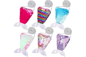COLOR BABY FT-SHOP Monedero Cola de Sirena Bolso Lentejuelas niñas pequeña con Correa para niños Regalo de cumpleaños Fiesta Bolsas Regalo 6 Piezas