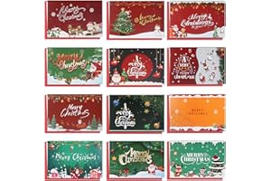 Awinker 24 pezzi Biglietto Natalizio Auguri Natale 24 Biglietti + 24 Buste Porta Biglietti