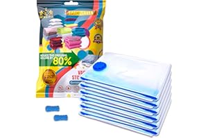 Amazon Brand Plus【6Pz XXL】+Omaggi. Realife Sacchetti Sottovuoto Per Vestiti & Piumoni 3° Generazione Doppio Strato Alta Qualità. Sacchi Sottovuoto Salvaspazio Maxi Formato Buste Sottovuoto Jumbo