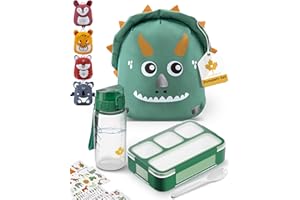 LAUBGOLD® Kindergartenrucksack Jungen u. Mädchen Set inkl. Brotdose u. Trinkflasche mit Stickern | BPA-freies Set | Rucksack Kindergarten Jungen | Reflektoren, Brustgurt, Leicht | Kinderrucksack
