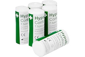 Safety First Aid Group HypaBand Conforming Bandages - White, 7.5 cm x 4 M (Pack of 6)
