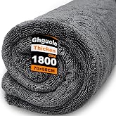 Ghguole Large Car Drying Towel, 70 x 50 cm - 1800 GSM Super Absorbent Microfibre Car Towel, Double Sided Car Microfibre Cloth