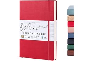 Beechmore Books Cahier de musique A4 (21,6 x 29 cm) – 156 pages, 120 g/m² | Couverture rigide simili cuir, portées perforées, ouverture à plat, coffret cadeau pour musiciens & compositeurs