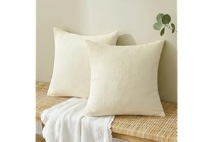 EMEMA Kordsamt Kissenbezug Dekorative Granulat Sofakissen Dekokissen Kissenbezüge Kissenhülle Couchkissen Überwurf Kissen Bezug Zierkissen für Couch Sofa Wohnzimmer 2er Set 60x60 cm Beige