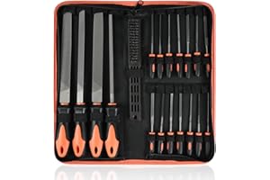 EUAKEE Limas de Metal, Aleación de Acero Forjado T12 de alta Calidad, Juego de 19 Limas para Metal incl, Lima Plana Roma, Escofina de Media Caña, Lima Redonda, Lima Triangular y Lima Cuadrada