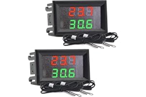 Aideepen DC 4-28V Precisione Doppio Display Digitale Termometro Monitor Pannello Meter NTC Impermeabile Sonda In Metallo(Rosso + verde)
