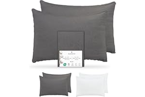 BARBONS Taies d'oreiller 50x70 Coton (Lot de 2) - Housses de Coussins, Confort Luxueux avec Certifiée Oeko-Tex, Idéal pour Une Mise à Niveau Élégante de la Chambre à Coucher (50x70-Anthracite)