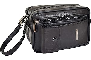 A1 FASHION GOODS Gents Real Leather Wrist Bag Clutch Travel Black Cab Money Mobile Man Bag - Mason