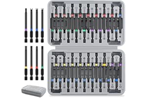 Hi-Spec Set Embouts Tournevis 36 Pcs, Long 75mm – Embouts Sécurité Antivol Torx, Carré, XZN, Triangle – Acier Cr-V 6150, Tige Hex Compatible Perceuse & Tournevis – Étui Compact pour Bricolage & Auto