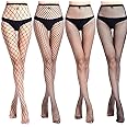 4 Pairs Black Fishnet Tights for Women Sexy Cross Mesh Tights Fishnet Stockings High Waisted Fishnets Pantyhose Ladies Fish Net Tight