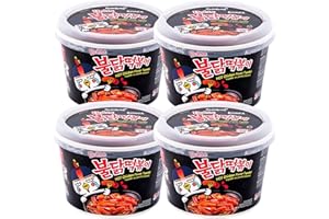 VMART Samyang Hot Chicken Rice Cake Bowl (185g Pack of 4) Buldak Spicy Chicken Roasted Tteokbokki / Korean food /Korean Tteokbokki/ Spicy Tteokbokk