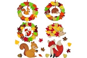 JOYEASE Jesienny zestaw do majsterkowania dla dzieci, 259 sztuk, filcowy zestaw do majsterkowania, jesienny wieniec, jeż, wiewiórka, lis, liście, kreatywne prezenty dla dzieci do jesiennej dekoracji