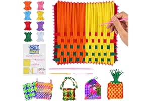 Homewit Loom Knitting Kit, Rainbow Weaving Loom Kit 8 Colors, for Potholder Loops Crafts, for 6-13 Years Old Girs & Adults, Non-Foldable