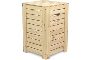 LAUBLUST Wäschekorb zur Aufbewahrung in Größe L - Kiefer Naturbelassen ca. 35 x 35 x 55 cm - Wäschesammler mit Griffen - Deckel und Herausnehmbarer Boden