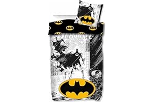 Arlis - Juego de funda nórdica de Batman (1 funda de edredón y 1 funda de almohada, 100% algodón, 140 x 200 cm)