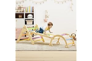 BanaSuper Triángulo de Escalada Plegable para Niños con Rampa y Arco, Juguete de Desarrollo Montessori, Juego de Gimnasio de Selva para Pequeños , Juguete Infantil de Parque de Juegos Interior