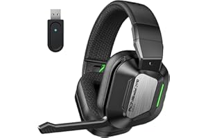 Skapendy VK82 Cascos Gaming Inalambricos con Micrófono Reducción De Ruido, Cascos Wireless de 2.4G & Bluetooth 5.4, Auriculares Gaming con Luces LED para Ps5, Ps4, PC, Switch (Negro)