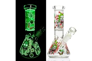 REANICE Glas Bongs Mini Bong Wasserpfeife Becher Fluoreszenz Pipe 14.5mm Bowl Green