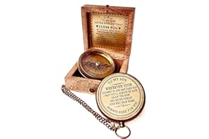 ALADEAN 'Brass Compass 2'' | Engraved Quote Gift for Birthday Anniversary Wedding Christmas Thanksgiving Graduation Confirmation Baptism'