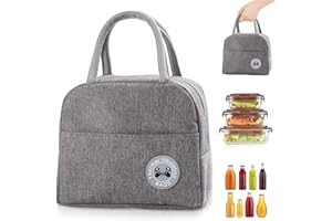 JIASHA Borsa Termica, Borsa Pranzo Borsa da Picnic lunch bag Pranzo al sacco thermal bag Riutilizzabile a Tenuta stagna Pranzo picnic per Uomo, Donna, Bambino, Ufficio, Scuola e Picnic (grigio)