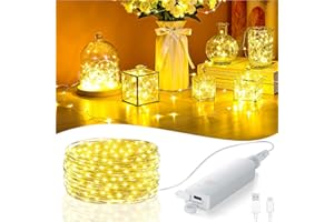 BUUDALA Luci LED a Batteria Ricaricabile, 5M 50 LEDs Luci Stringa, 8 Modalità Catena Luminosa Timer, Impermeabile Luci Natale Interni Esterni, Lucine LED Decorative Batteria per Natale Albero Camera Festa