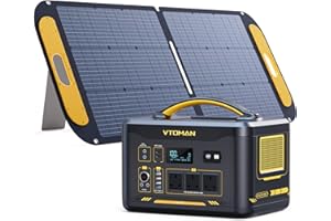 VTOMAN Jump 2200 Portable Power Station with 110W Solar Panel - 2200W/1548Wh LiFePO4 Battery Powered Solar Power Generator, 2200W Constant-Power, Regulated 12V DC, PD 100W Type-C for Camping, Travel