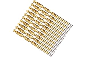 METALLIXITY 6mm Drill Bit (15/64") 10Pcs, 4241 High-Speed Steel Straight Shank Titanium Nitride (TiN) Coated 118° for Wood Plastic Iron Copper Aluminum Low Soft Metal