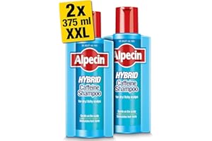 Alpecin Hybrid Shampoo 2x 375ml | Natural Hair Growth Shampoo for Sensitive and Dry Scalps | Energizer for Strong Hair | Hair Care for Men Made in Germany