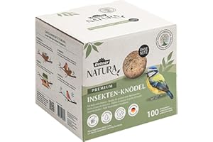 Dehner Natura Premium palline di insetti senza rete, ricche di proteine ed energia, cibo di alta qualità per uccelli selvatici, 100 pezzi da 90 g ciascuno (9 kg), scatola certificata FSC