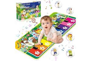 UCAMP Pianomatta För Barn,Musikmatta För Barn Från 1 År,Stor Musikmatta Med 10 Djur,Barnleksaker Från 1 År,Babyleksaker Från
