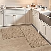 COSY HOMEER Kitchen Rug Pack of 2 Washable Non-Slip Kitchen Runner Carpet Runner Hallway Rug Runner for Kitchen Hallway Living Room 50 x 75 cm + 50 x 120 cm beige