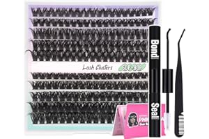 PHKERATA D Curl Cluster Lashes DIY Eyelash Extension Kit Individual Eyelashes 8-16MM Lash Clusters with Lash Glue Bond and Seal and Lash Tweezers 185Pcs Lash Extension Kit Eye Lashes(0.07D,8-16MM)