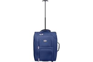 CHARKHAH Hand Luggage Case Trolley Travel Bag with Wheels Carry-Ons Flight Approved Cabin Suitcase 1.5 kg Ultra Lightweight Suitcases Large 37 Liter Capacity Size 50 cm x 35 cm x 20 cm (TB023, Navy)