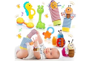 ADEOKAY Jouet Bebe 3 6 9 Mois,Hochet Bebe 0 3 6 9 Mois Jouet Eveil Bebe 0-6 Mois Bébé Cadeau Enfant 1 an Fille Garcon Jeux Bebe 0-3 Mois Cadeau Nouveau Jouets D'Activité Et de Développement Montessori