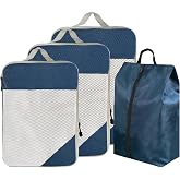 ehsbuy 4-Piece Packing Cubes Compression Packing Bags for Suitcases 3 Cubes + 1 Laundry Bag Suitcase Organiser Packing Cube Set for Clothing Accessories